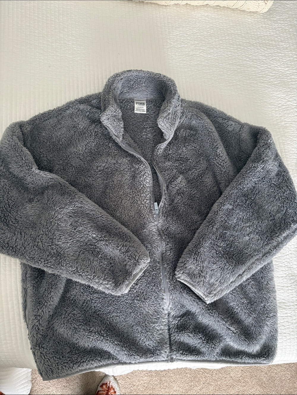 PINK Victoria's Secret Plush Zip-Up Jacket in Gray